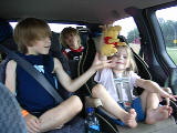 Kids doing the van ride home
